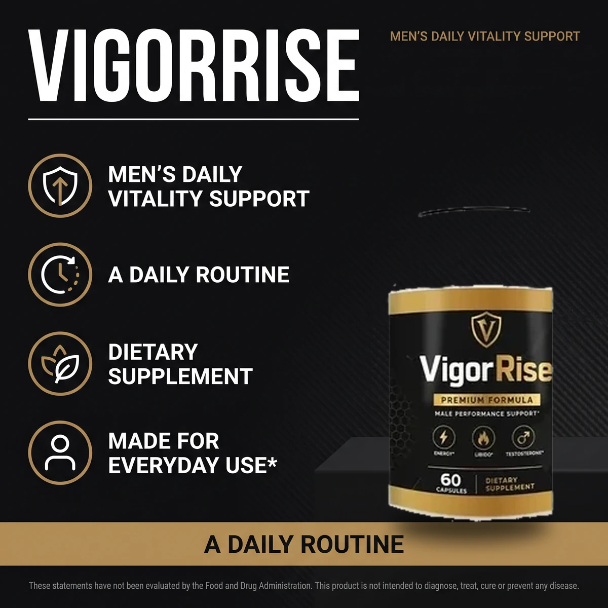 VigorRise men's daily vitality support supplement bottle for everyday use